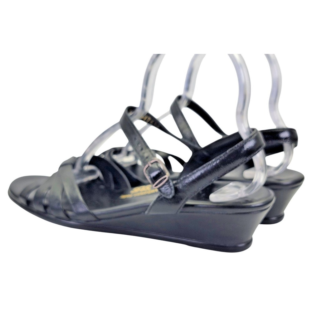 SAS Women's Strappy Quarter Strap Black Patent Leather Wedge Sandals Size 11 S - Picture 3 of 14